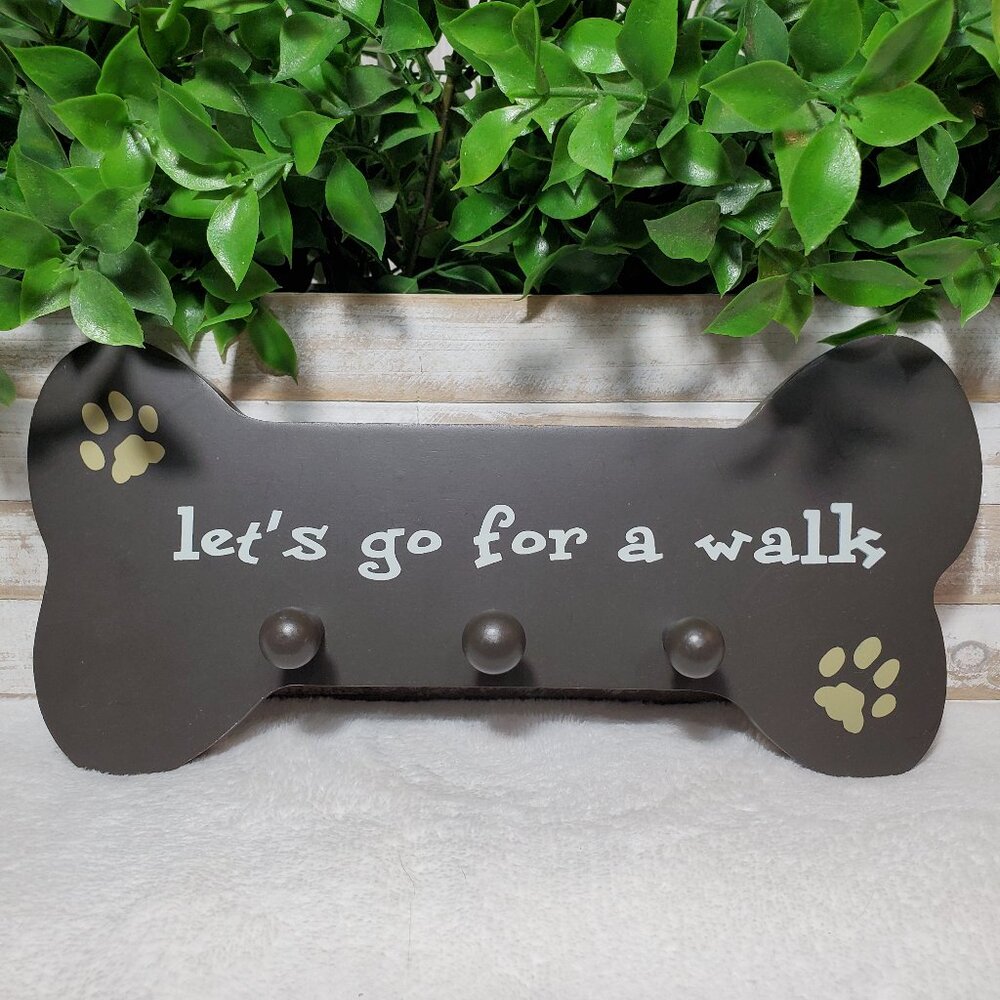 Dog Leash Holder Let's Go For A Walk Pet Hook Wall Decor Home Decor